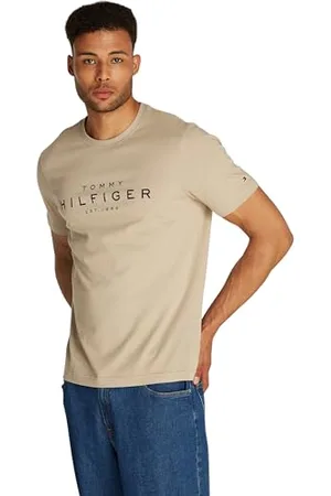 Tommy Hilfiger Herren T-Shirt Kurzarm Big Regular Fit, Beige (Sandalwood), S