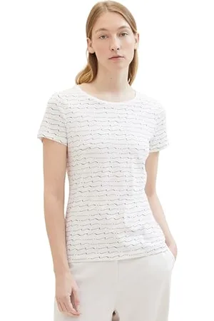 TOM TAILOR Damen Basic T-Shirt im Maritim-Style, , L