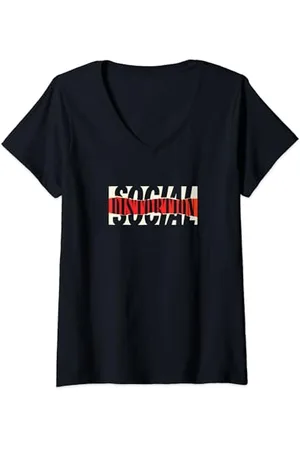 Social Distortion Offizielles Torn Logo T-Shirt mit V-Ausschnitt