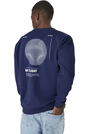 Trendyol Herren Geometrisch Lange Ärmel Übergroß Sweatshirts, , L EU