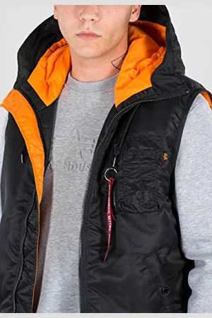 Alpha Industries Herren Hooded MA-1 Vest Weste, Black, S