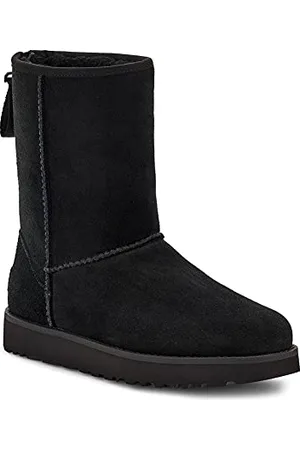 UGG Damen Classic Short Logo Zip Klassischer Stiefel, Black, 36 EU