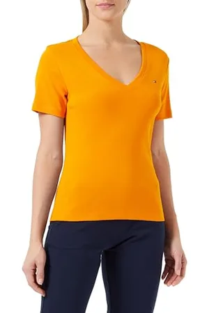 Tommy Hilfiger Damen T-Shirt Kurzarm New Slim Cody V-Neck V-Ausschnitt, , S