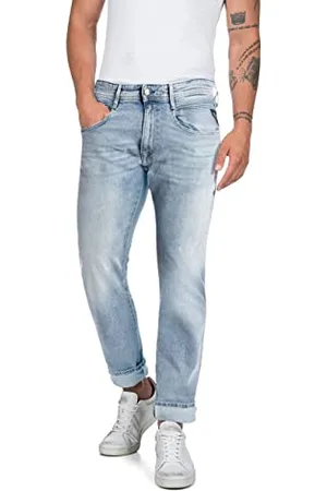 Replay Herren Jeans Anbass Slim-Fit Bio, Light Blue 010 (Blau), 33W / 34L