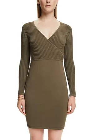 ESPRIT Collection Damen 991eo1e320 Kleid, Dark Khaki, L EU