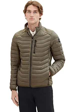 TOM TAILOR Herren 1038606 Hybrid Steppjacke mit Stehkragen, 32097-smokey Olive Green, M