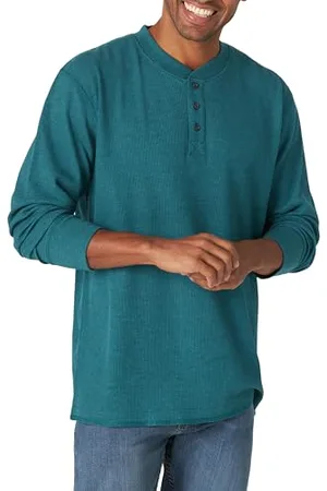 Wrangler Herren Long Sleeve Waffle Henley-Hemd, , Klein