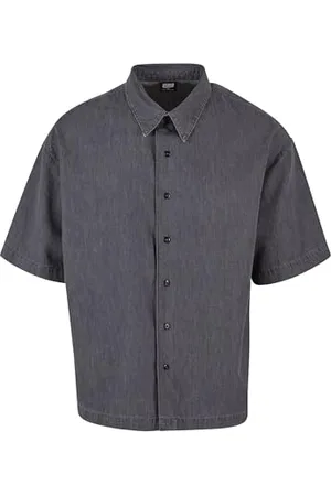 Urban classics Herren Hemd Lightweight Denim Shirt, lässiges Denim Hemd für Männer, Halbarm, , 4XL