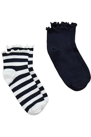 Ulla Popken Damen 2er Pack Kurzschaft-socken, Rüschenkante, Ringel Socke, , 39-42 EU