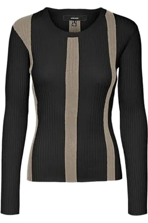 VERO MODA Damen Vmgold New Rib Ls O-Neck Pullover Strickpullover, , XS