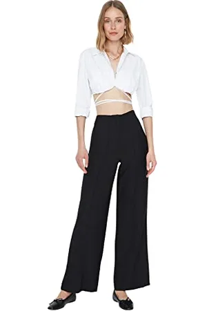Trendyol Damen Schwarze Große Geräumige Hose Pants Alltäglich, , 42