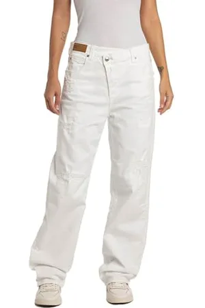 Replay Damen Jeans Zelmaa Tapered-Fit, (Weiß), 27W / 32L