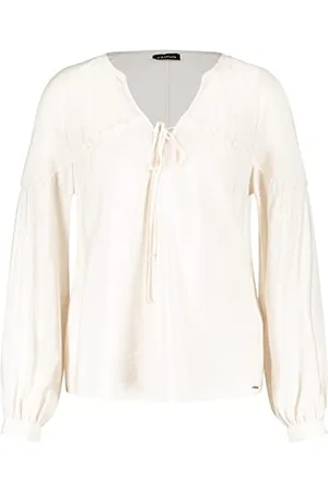 Taifun Damen Feminine Bluse im Boho-Style Langarm, Ballonärmel, Manschetten unifarben 40