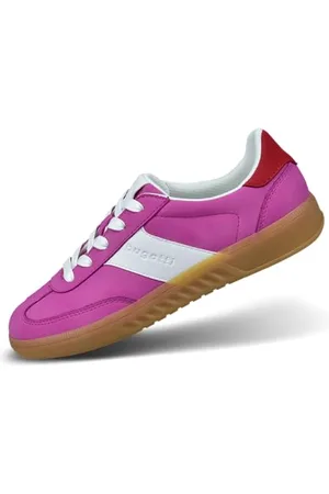 Bugatti Damen-Pinkfarbene Sneakers mit Logo-Prägung, Rillen-Detailsohlen und modernistischem Design für lässigen Komfort, pink/Multicolour, 37 EU