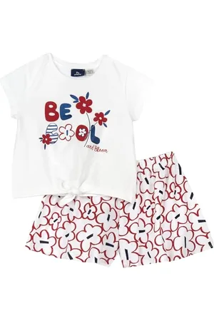chicco Compleet Meisjesset met T-shirt/Topje en Korte Broek met Elastische Tailleband, met Moderne en Trendy Grafische Prints, van Katoen, Machinewasbaar, Meisjeskleding en Meisjes, Entworfen in Italien