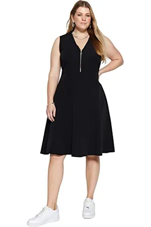 Trendyol Damen Women Relaxed fit Woven Dress Maxi-Skater, entspannte Passform, gewebtes Plus-Size-Kleid, Black, xx_l