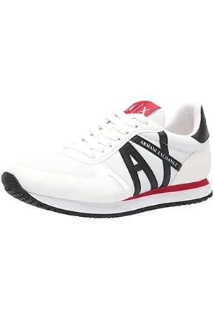 Armani Exchange A|X Herren Sneaker, Optisches Weiß + Schwarz, 46 EU