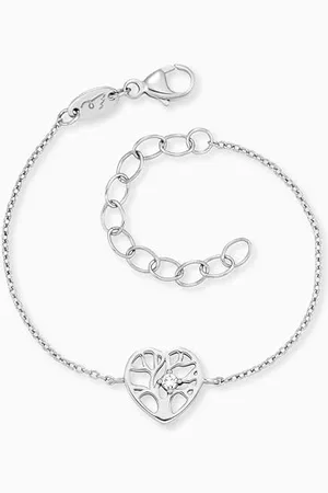 Engelsrufer Herzengel Mädchen Kinder Armband aus Sterling und einem silbernen Herz Anhänger - besetzt mit einem Zirkonia - Karabinerverschluss - längenverstellbar - nickelfrei