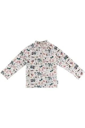 Sterntaler Badeshirt Langarm Safari Print - UV-Schutz 50+ Schwimmshirt mit Stehkragen - Jungen UV Shirt mit Frontreißverschluss und Kinnschutz - Kinder Badebekleidung, , Größe 92