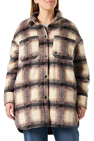 True Religion Damen Oversized Drop Shoulder Jacket KARO MANTEL, , M EU