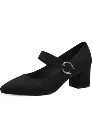 Marco Tozzi Damen Pumps mit Riemen Spitz mit Blockabsatz, (Black), 37 EU