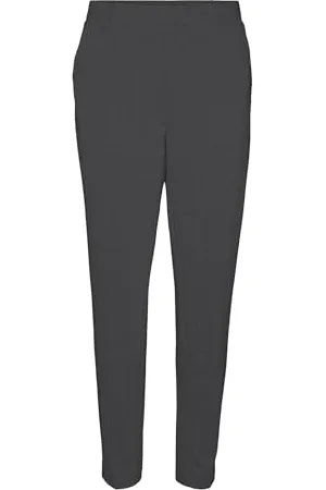 VERO MODA Damen Vmsilva Mw Tapered Pant Stoffhose, Black/Detail:Asphalt Herringbone, M / 30L