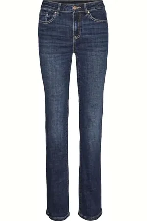 VERO MODA Female Straight-Fit VMFLASH Mid Rise Gerade geschnitten Jeans