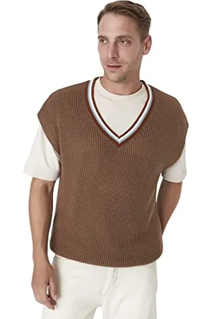 Trendyol Herren V-neck Plain Oversize Vest Sweater, , M EU