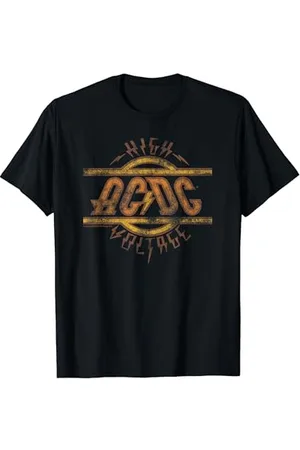 AC/DC Offizielles T-Shirt mit High Voltage Design, Unisex, , Kurzarm, S, Klassisch, Reguläre Passform, Doppelt genähter Saum, Mischgewebe