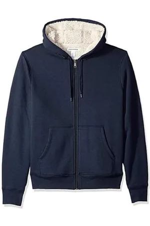 Amazon Damen Sherpa-gefütterte Fleece-Kapuzenjacke mit durchgehendem Reißverschluss (erhältlich in Übergröße), , M