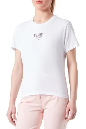 Tommy Hilfiger Damen T-Shirt Kurzarm Slim Rundhalsausschnitt, (White), XL