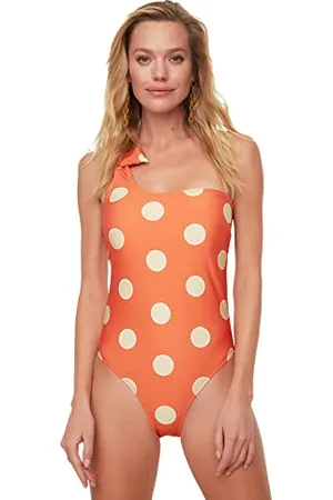 Trendyol Damen Science Pattern Single Shoulder One Piece Swimsuit, Multi-color, 44 EU