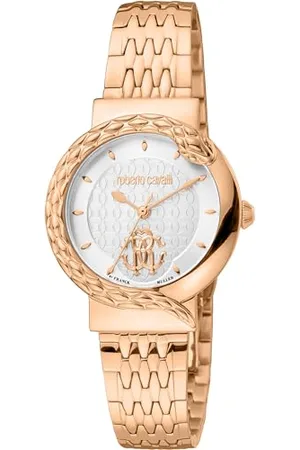 Roberto Cavalli Damen Analog Quarz Uhr mit Edelstahl Armband RV1L156M1081