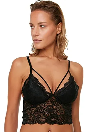 Trendyol Schwarzer Lacy Bralet, , mittel