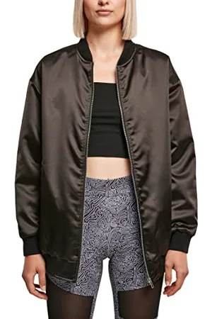 Urban classics Damen Ladies Oversized Satin Bomber Jacket Jacke, Black, L