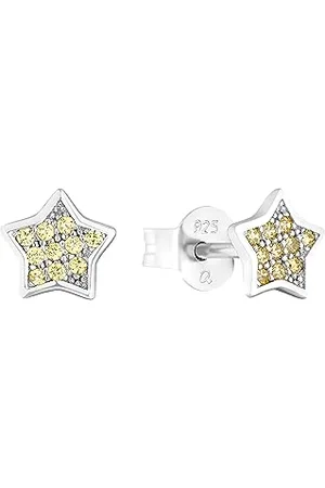 Amor Ohrstecker 925 Sterling Silber Mädchen Kinder Ohrschmuck, mit Zirkonia synth., 0,6 cm, Silber, Stern, Kommt in Schmuck Geschenk Box, 2036531