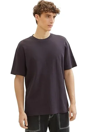 TOM TAILOR Herren Basic T-Shirt mit Struktur, coal grey, S