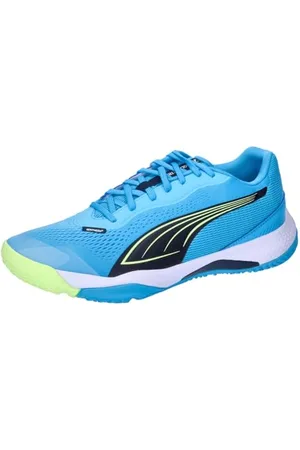 PUMA Unisex Solarstrike III Indoor Court Shoe, Luminous Blue-Club Navy-Fizzy Apple, 45 EU
