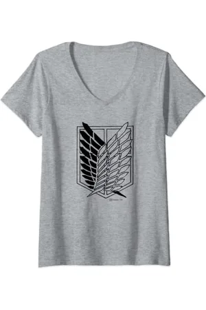 Attack on Titan Scout Regiment Survey Corps Logo T-Shirt mit V-Ausschnitt