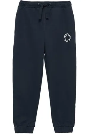 QS by s.Oliver Unisex Jogginghose aus Sweat mit kleinem Print-Detail Navy 128