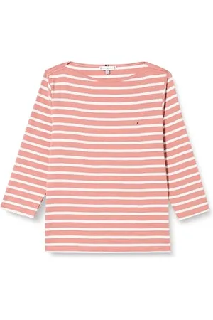 Tommy Hilfiger Damen Langarmshirt aus Baumwolle, Mehrfarbig (Breton Stp/ Teaberry/ Ecru), 46