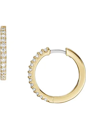 Fossil Creolen-Ohrringe All Stacked Up für Damen Glitz Metall goldfarben, JA7215710