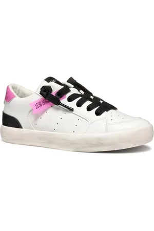Geox J GISLI Girl A Sneaker, White/Fuchsia, 32 EU
