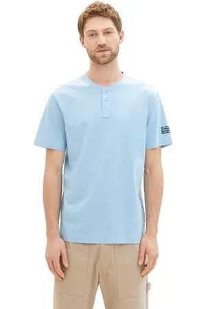 TOM TAILOR Herren Basic Henley T-Shirt mit Streifen, , XXL