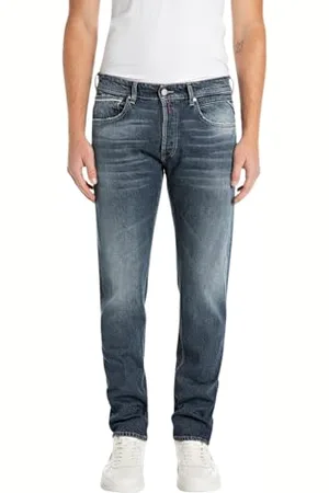 Replay Herren Jeans Grover Straight-Fit Original, Blau , 34W / 32L
