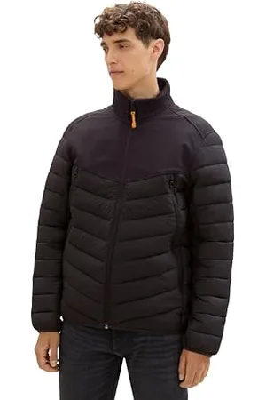 TOM TAILOR Herren 1041346 Hybrid Steppjacke mit Stehkragen, 29999-Black, M