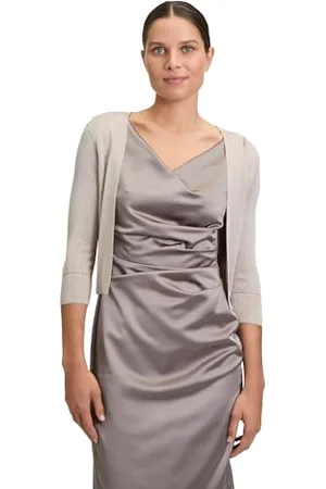 Vera Mont Damen Strickbolero ohne Verschluss Silver/Beige,M