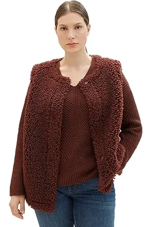 TOM TAILOR Damen 1038839 Teddy Weste, 30337-raisin, 50