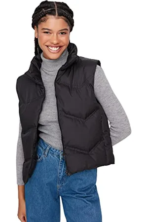 Trendyol Damen Standing Collar Plain Regular Vest Sweater, , L EU