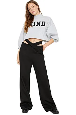 Trendyol Damen Herren Mittlerer Bund Wide Leg Jogginghose Sweatpants, , M EU